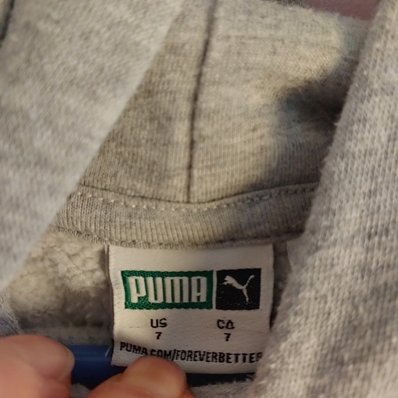 (2 for $15) Puma kids gray pullover hoodie size 7 (small) - Picture 3 of 4